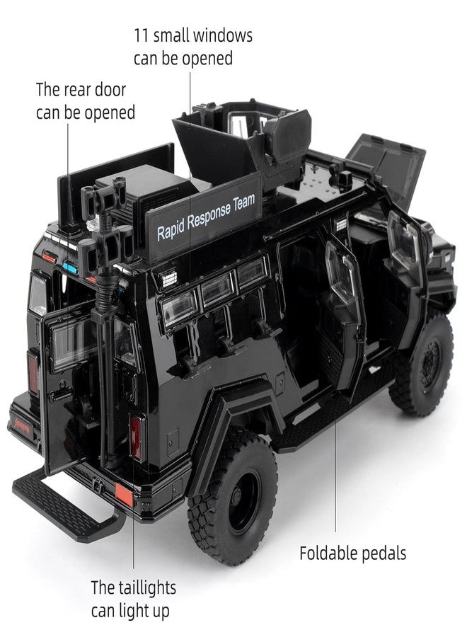 FEXXA سيارة FEXXA متوافقة مع نموذج سيارة Saber-Toothed Tiger المدرعة المصنوعة من سبيكة معدنية بمقياس 1:24، لعبة سيارة قابلة للتحصيل مصنوعة من المعدن المصبوب ومحمية من المتفجرات، سيارة لعبة تعمل بالسحب للخلف مع صوت وضوء للكبار والصغار (أسود) - Image 4